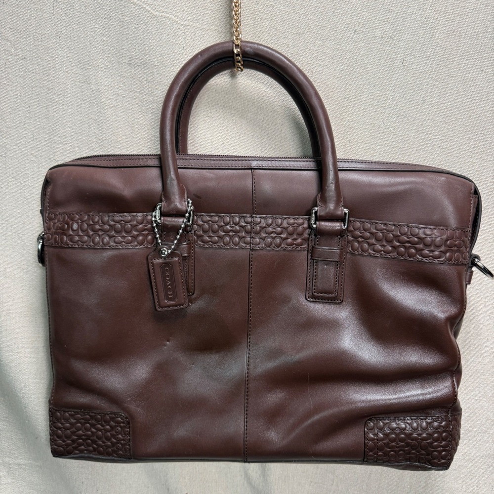 Coach Thompson Heritage Leather Slim Briefcase Mahogany Brown F70454 - Picture 4 of 16